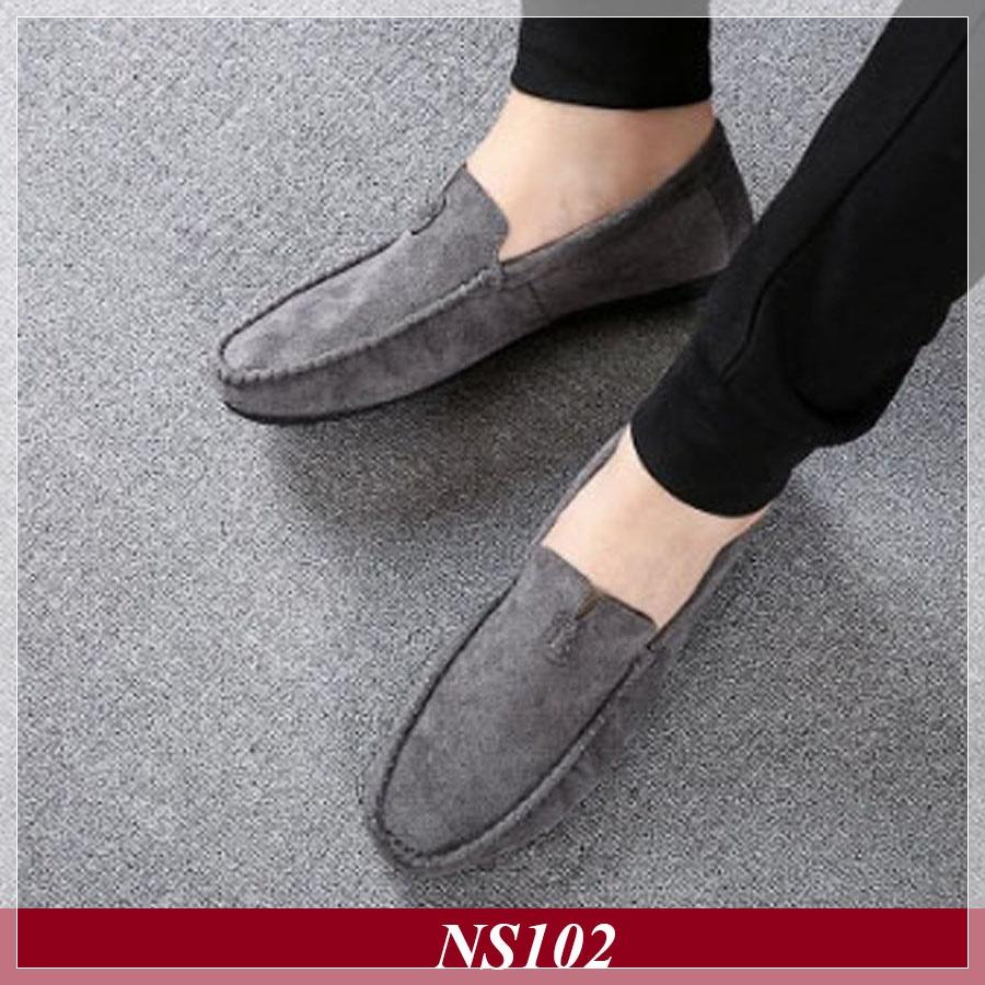 Giày lười nam  Giày lười nam da lộn Xám Lông Chuột