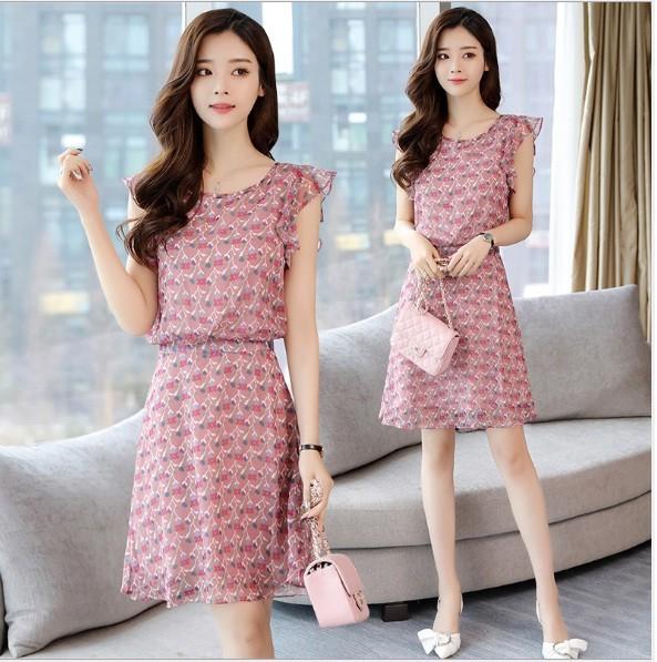 Đầm xòe họa tiết hoa trẻ trung năng động NT8095