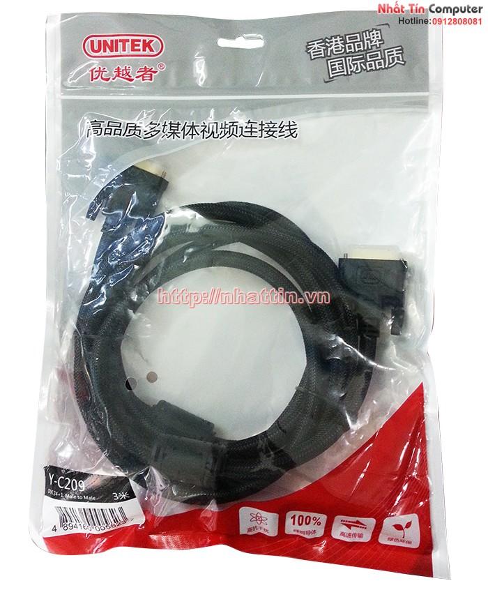 Cáp DVI 24+1 Unitek Y-C209 dài 3m