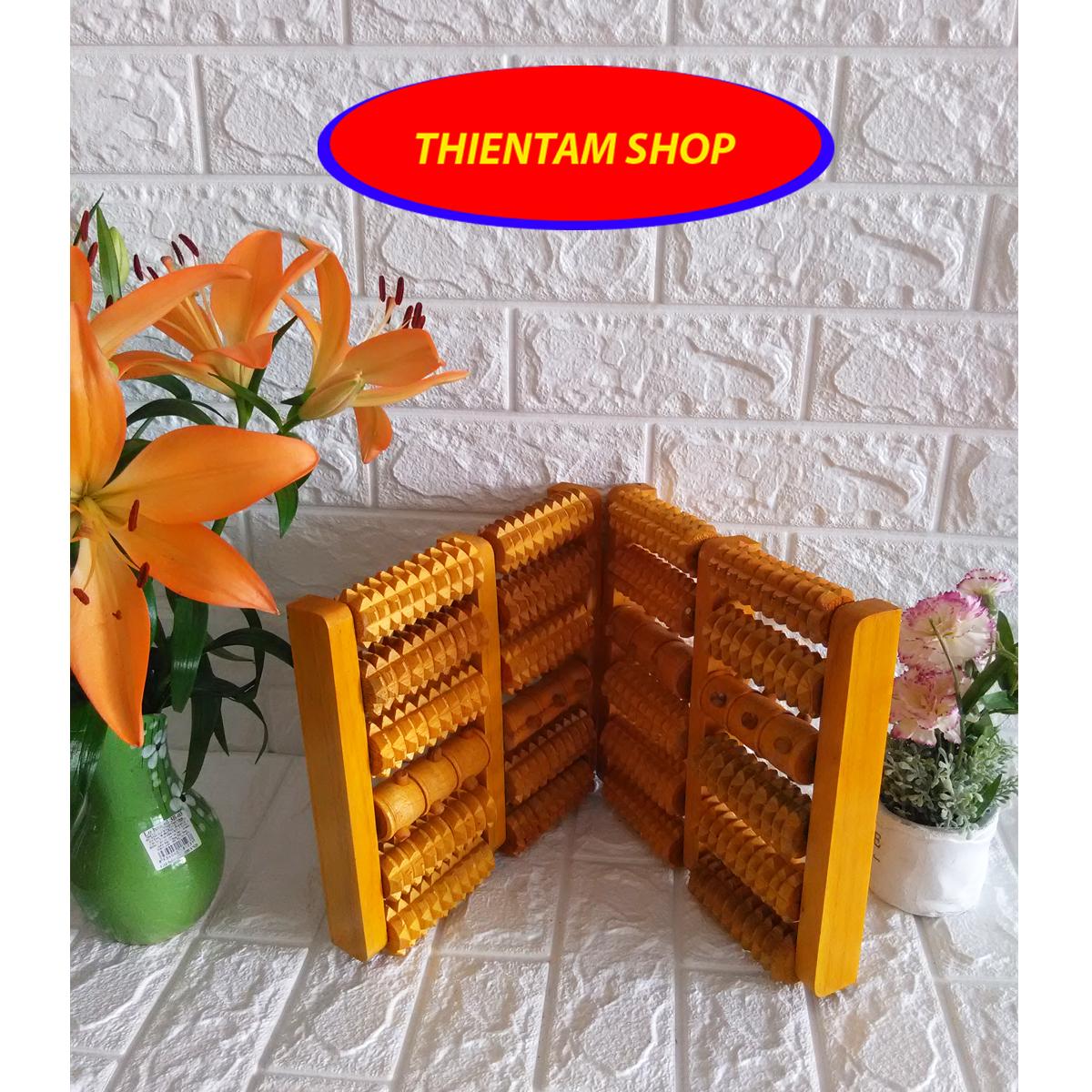 Cặp 2 bàn massage chân lăn chân gỗ loại lớn 26cmx26cm