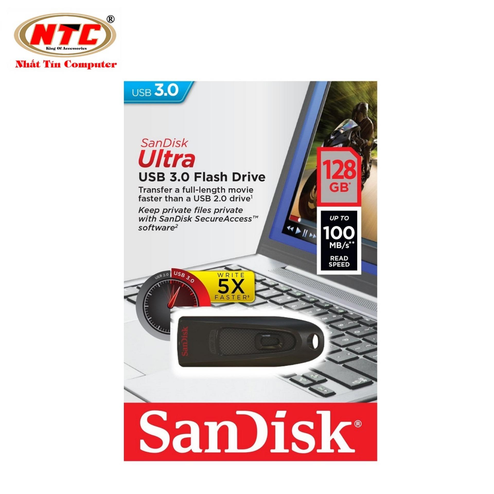 USB 3.0 SanDisk Ultra CZ48 128GB 100MB/s (Đen) - Nhất Tín Computer