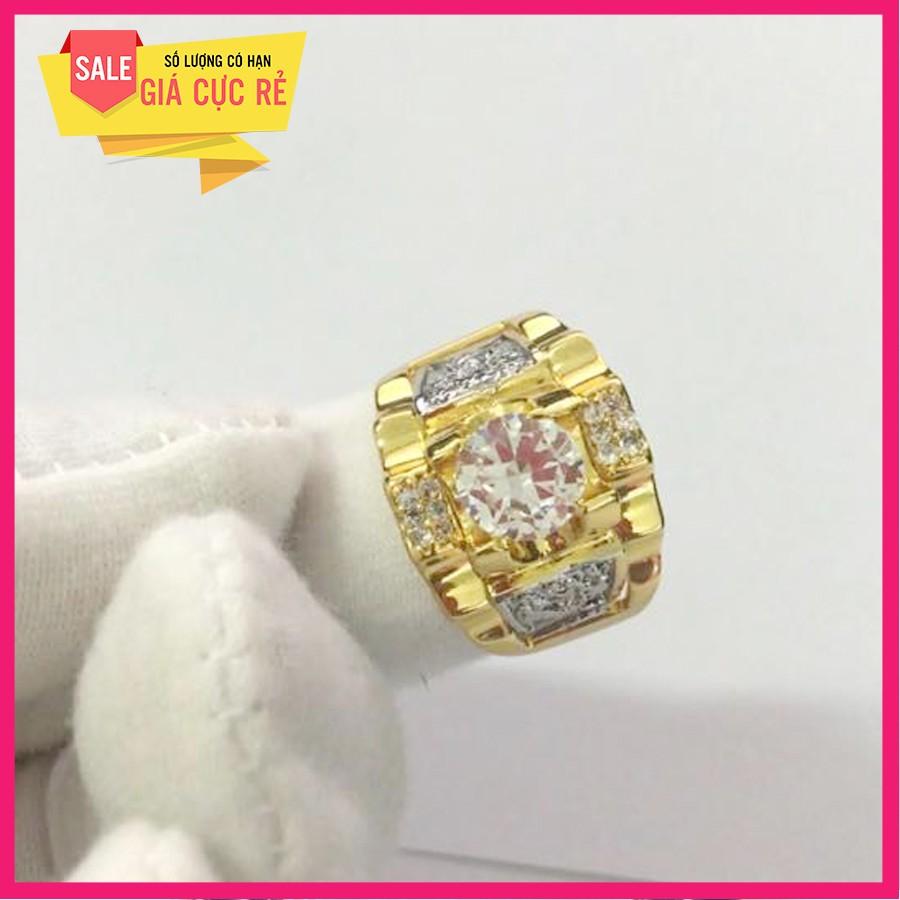 Nhẫn bạc Thái mạ vàng 24k đính đá