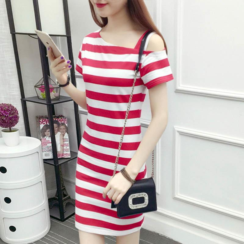 Đầm suông sọc ngắn tay D02