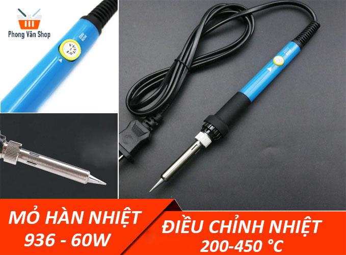 Mỏ hàn nhiệt 936 60w có điều chỉnh nhiệt độ 200-450 độ