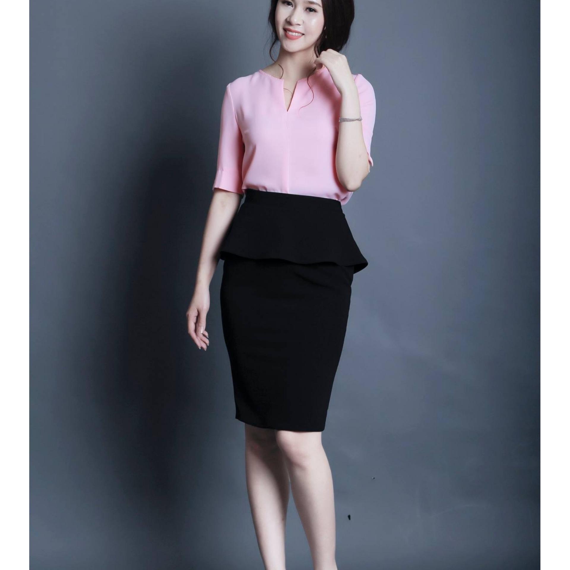 [HCM]Chân váy bút chì đen peplum