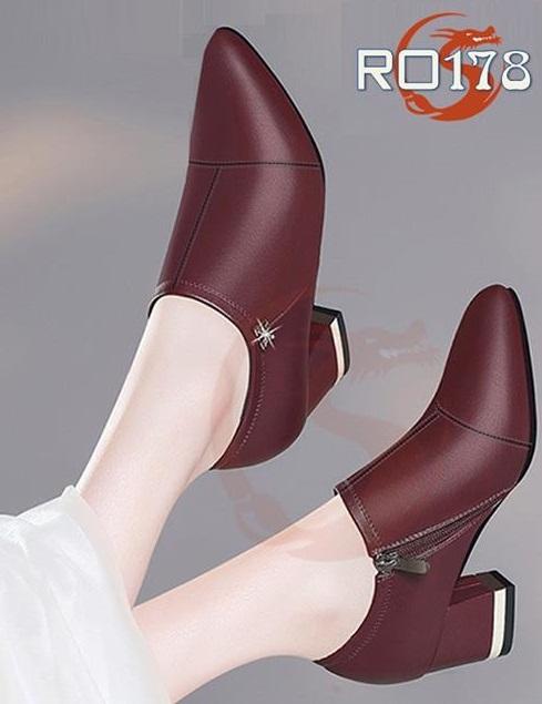 Giày boot bốt nữ đẹp hàng hiệu Rosata- gót viền RO178