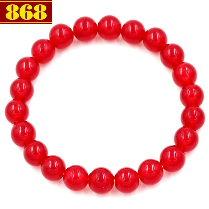 Vòng Chuỗi tay đá Thạch anh đỏ 8 ly kèm hộp nhung - Hợp mệnh Hỏa, Thổ