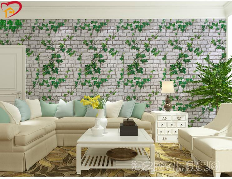 10M Decal giấy dán tường đá dây leo xanh khổ 0.45M
