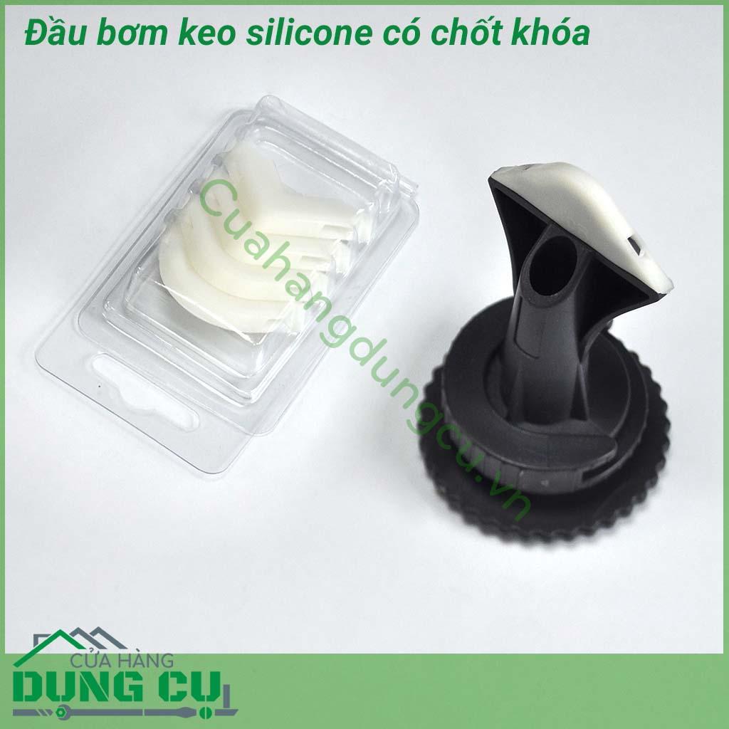 Bộ đầu bơm silicone có chốt giữ