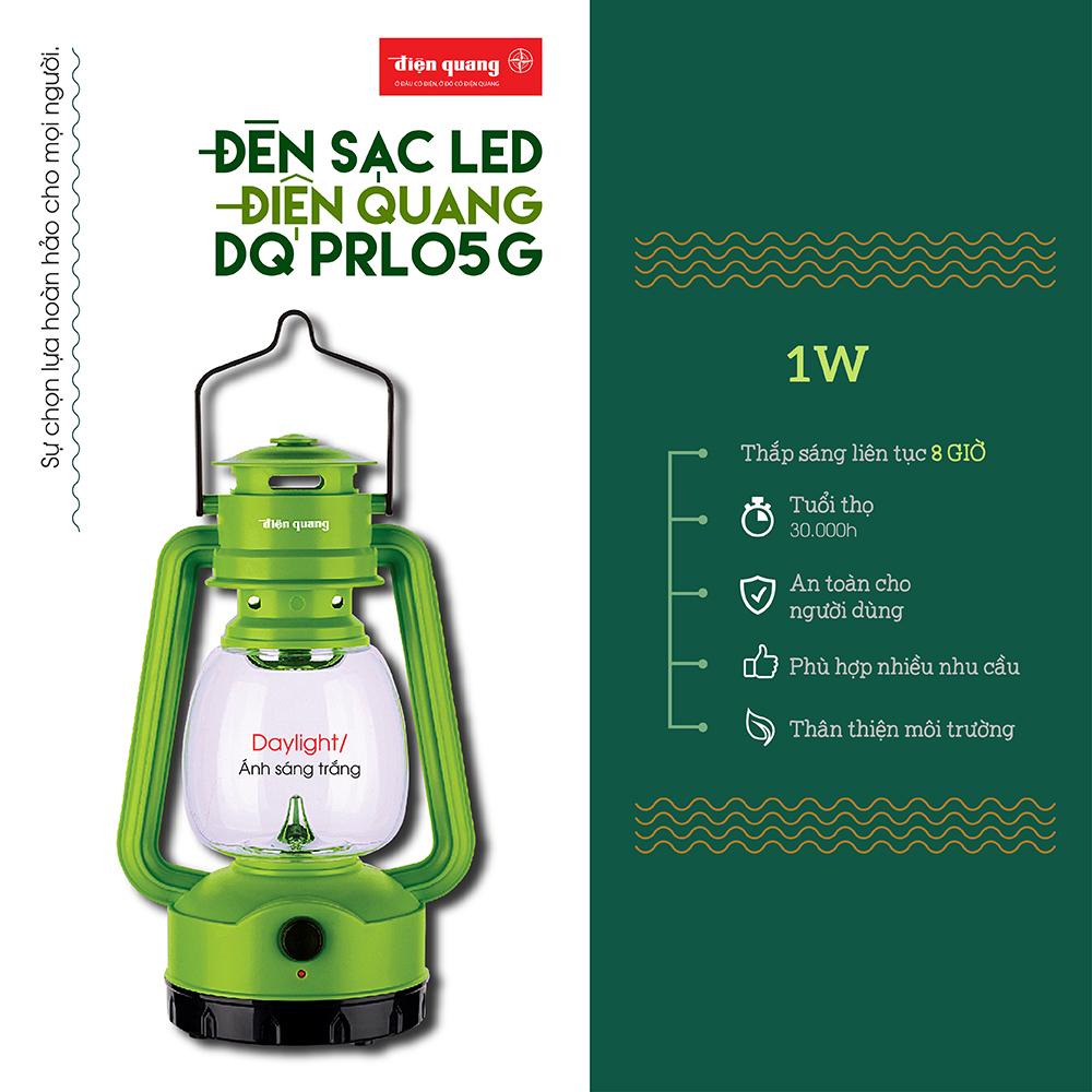 Đèn sạc Led Điện Quang ĐQ PRL05 G (1W, ánh sáng trắng, xanh lá cây)