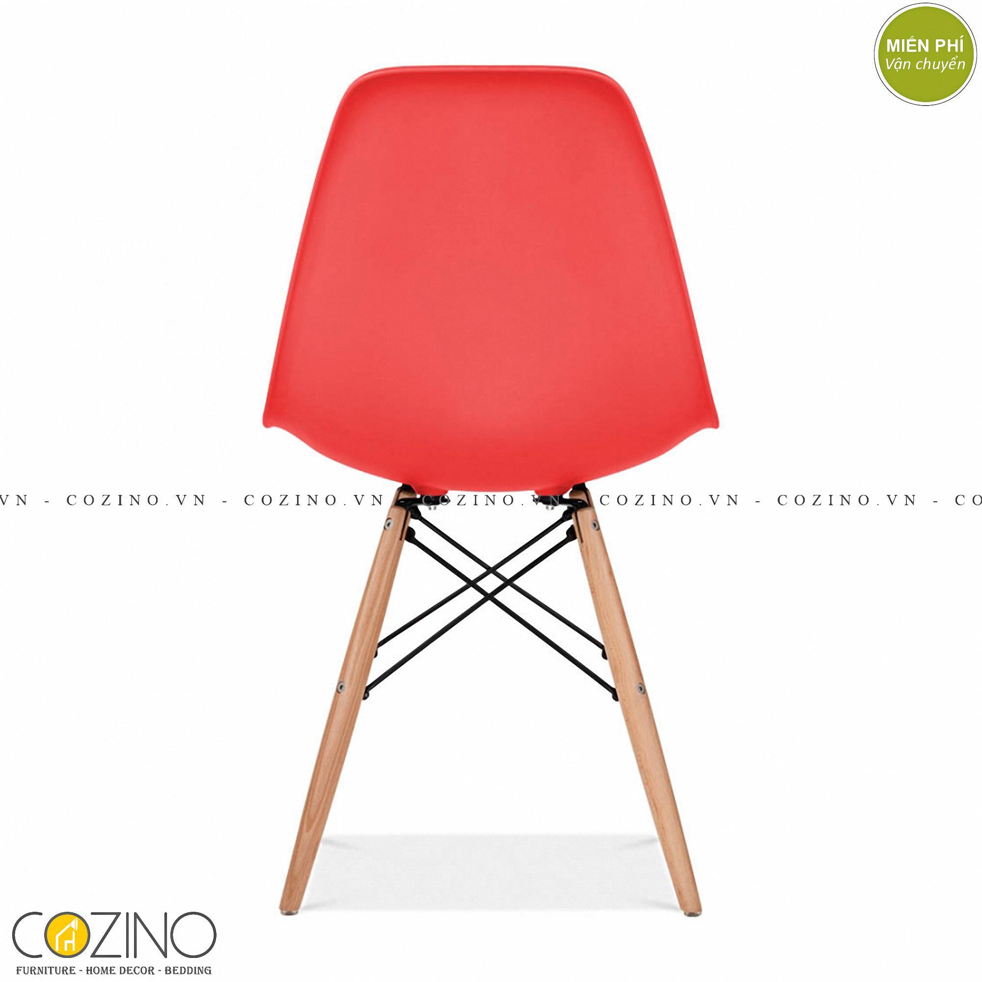 Ghế CZN-Eames màu đỏ chân gỗ