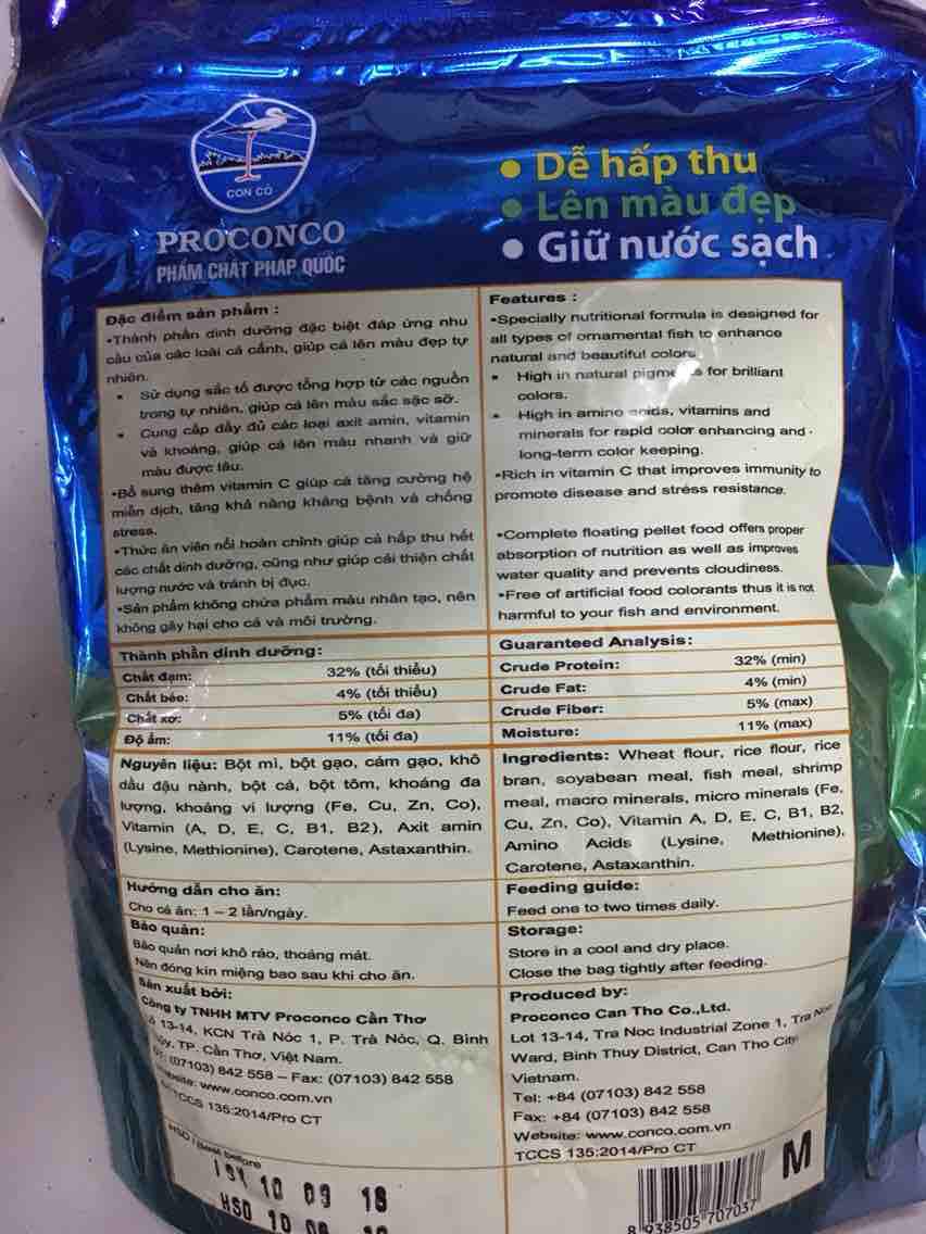 [HCM]Thức ăn cho cá Koi Siêu Đẹp 500gram hạt trung