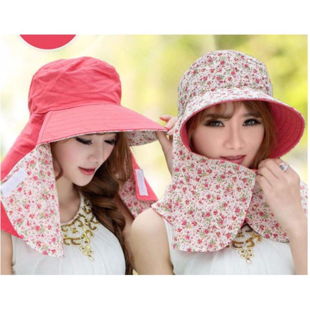 Mũ chống nắng 2 lớp 2 mặt kèm khẩu trang