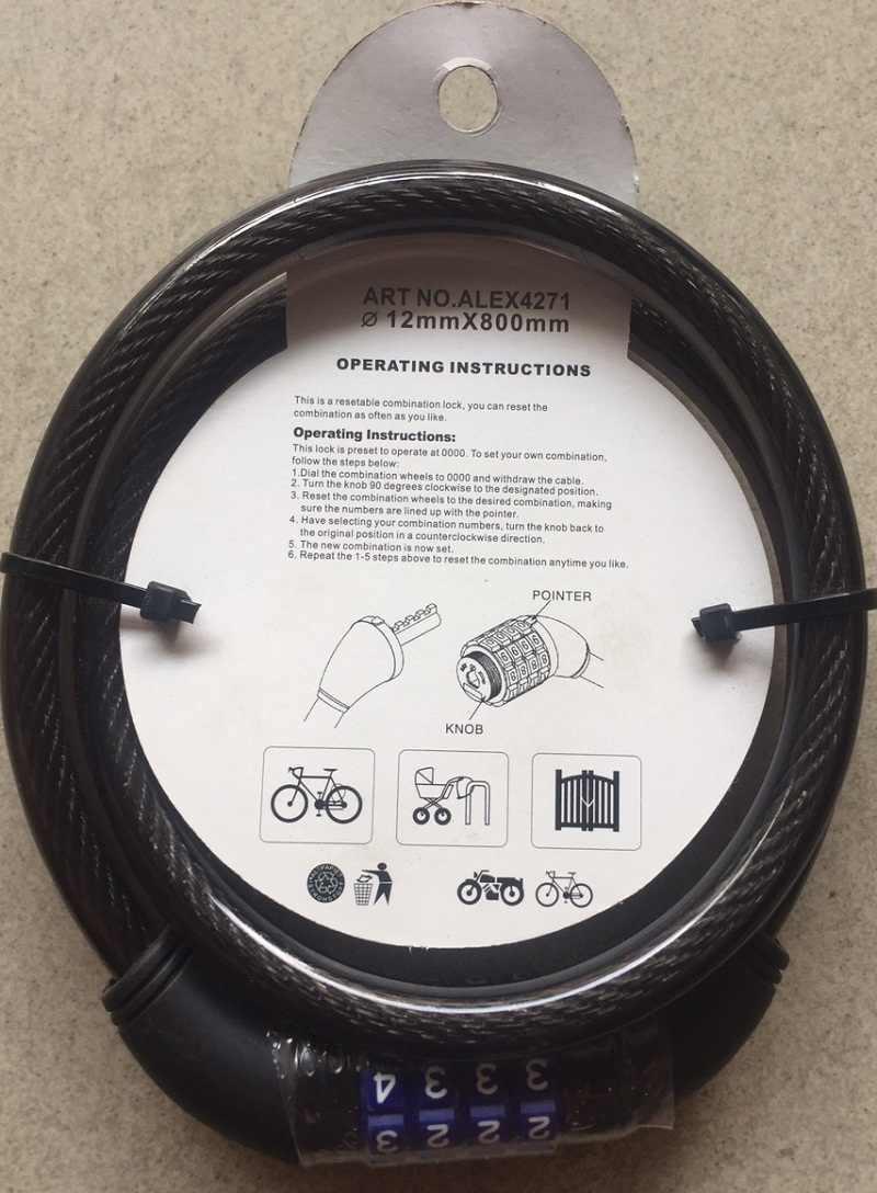 DÂY KHÓA SỐ CHỐNG TRỘM ALEX ( XE ĐẠP, XE MÁY….. )
