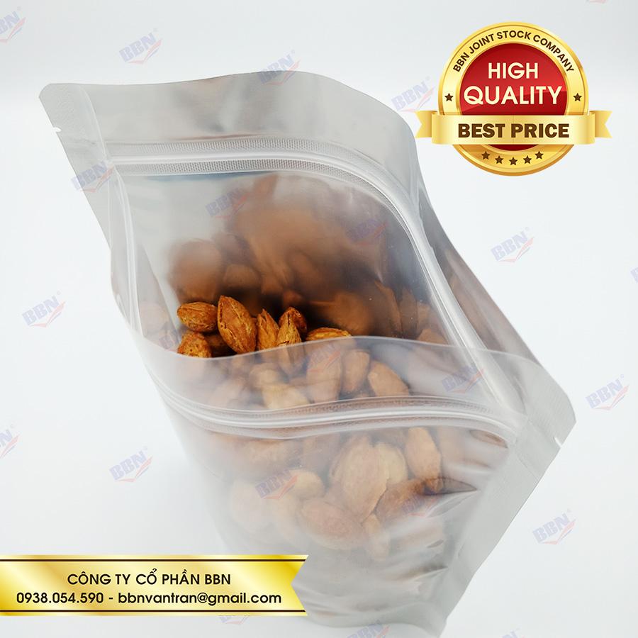 Túi zipper đáy đứng mặt trong mặt bạc 18x26cm (đvt kg)