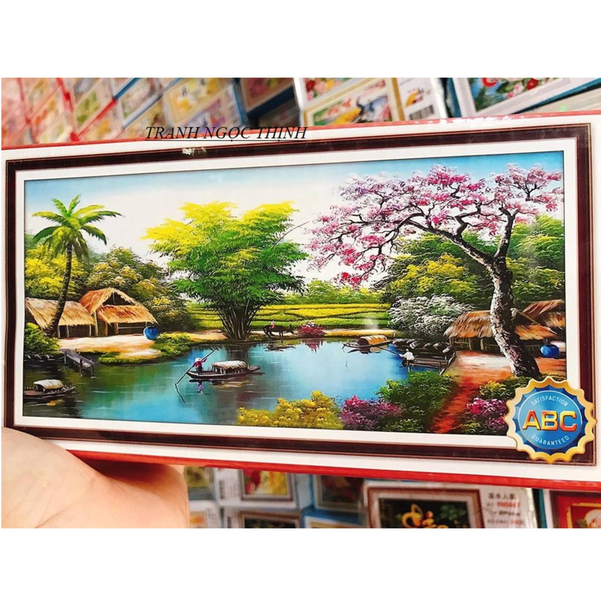 Tranh đính đá cao cấp làng quê việt nam Y8133 Kích thước: 120x65cm- Ngocthinhshop