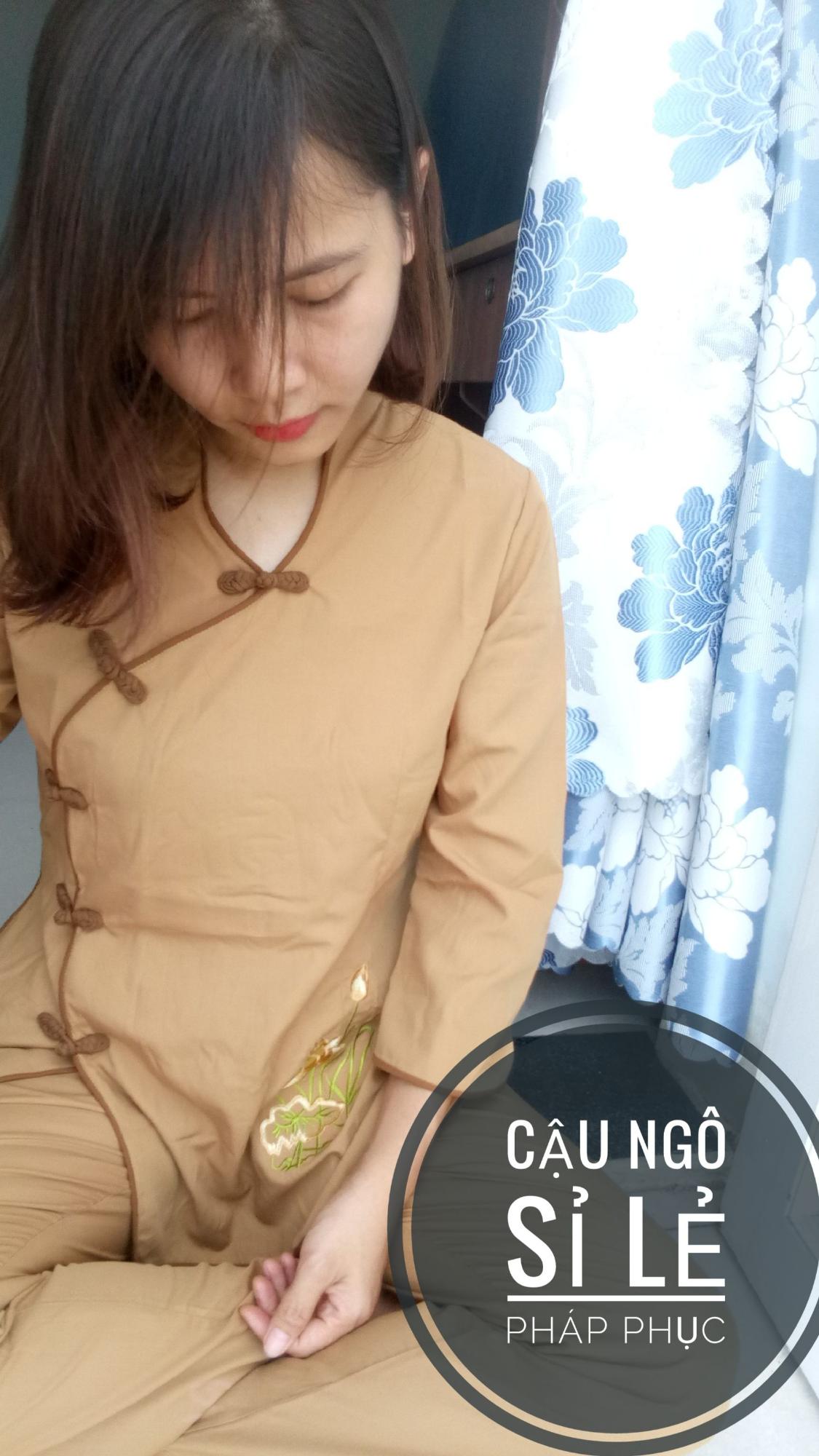[HCM]Đồ lam đi chùa tàu xéo thêu sen