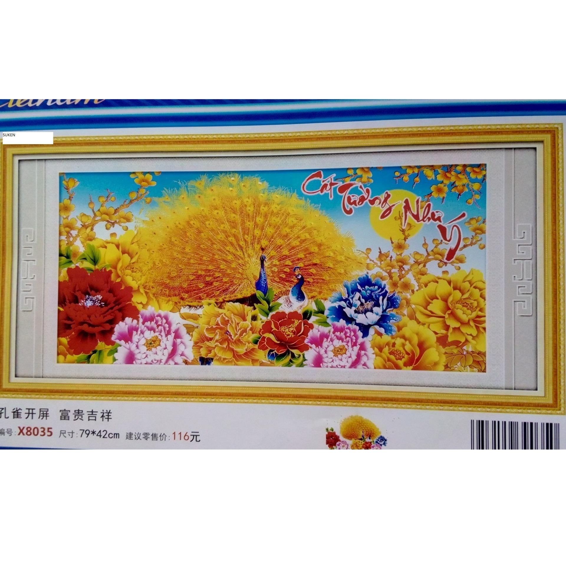 X8035-Tranh thêu chữ thập cát tường như ý. KÍCH THƯỚC: 79x42Cm. SẢN PHẨM NÀY CHƯA THÊU QUÝ KHÁCH MUA VỀ TỰ HOÀN THIỆN