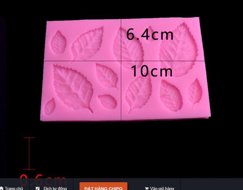 Khuôn silicon 3D 12 lá hồng