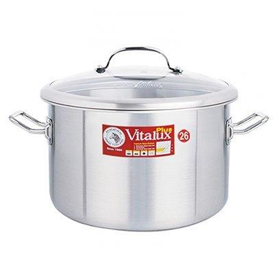 Nồi hầm inox Zebra Vitalux Thái Lan 28cmx30cm-12L, 3 đáy, đáy từ, nắp kính 171371. Nhập khẩu Thái Lan, inox 304 cao cấp siêu bền, tuyệt đối an toàn cho sức khỏe