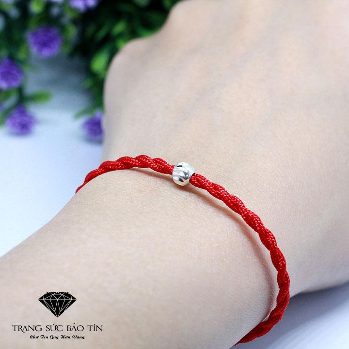 Vòng Tay Chỉ Đỏ Bi Bạc Cao Cấp - Bảo Tín