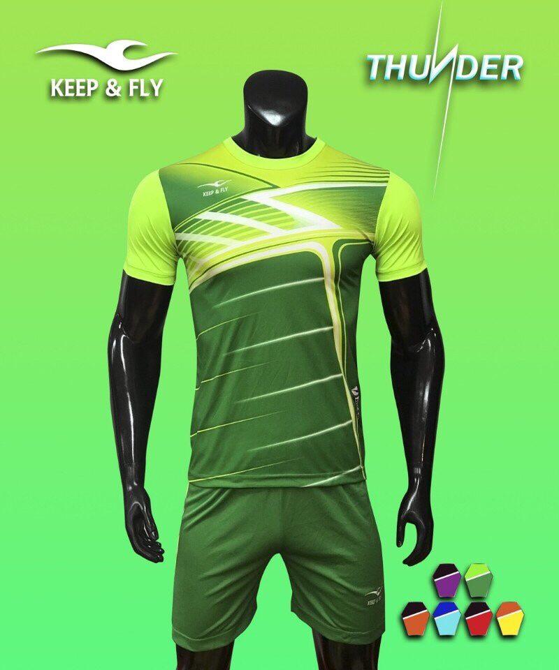 Bộ quần áo bóng đá cao cấp KEEP & FLY Thunder  Xanh Két