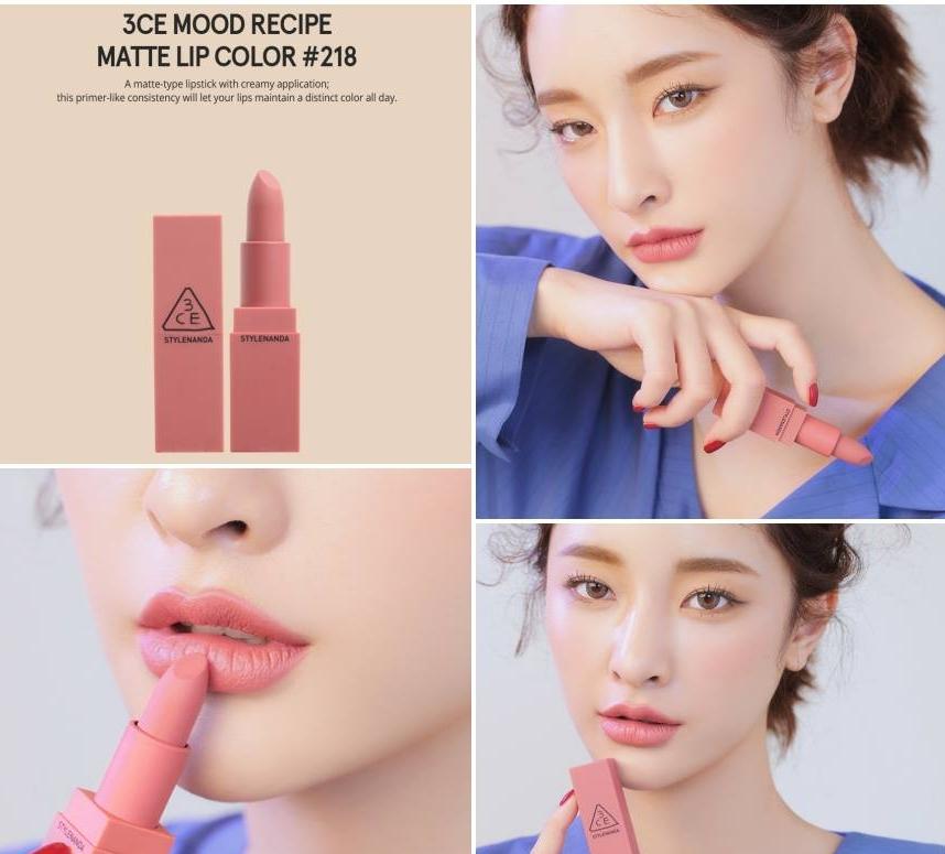 [HCM]Son Thỏi 3CE Mood Recipe Màu 218 Mirrorlike ( Màu Hồng Nude)
