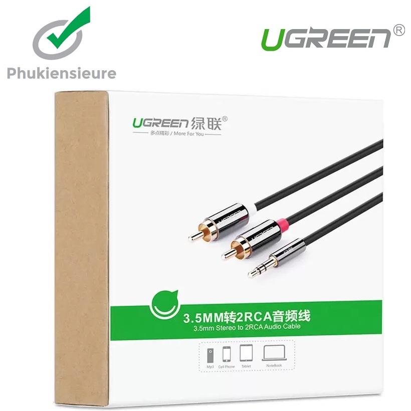 Cáp audio 3.5mm ra 2 đầu RCA 1.5M UGREEN UG-10583 ( cao cấp)
