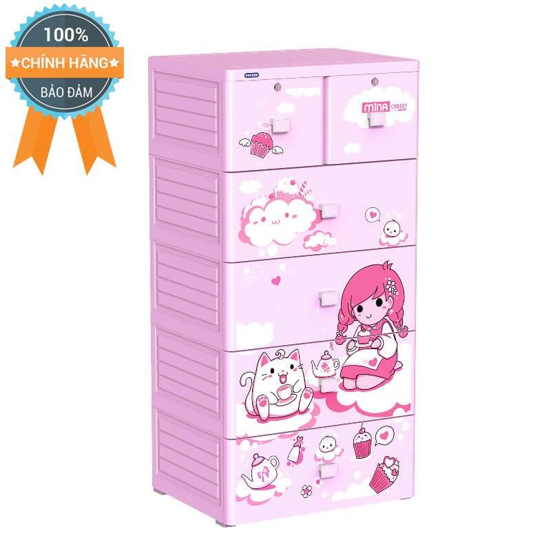 [HCM]Tủ nhựa Duy Tân MINA 5 tầng (Hồng em  bé)