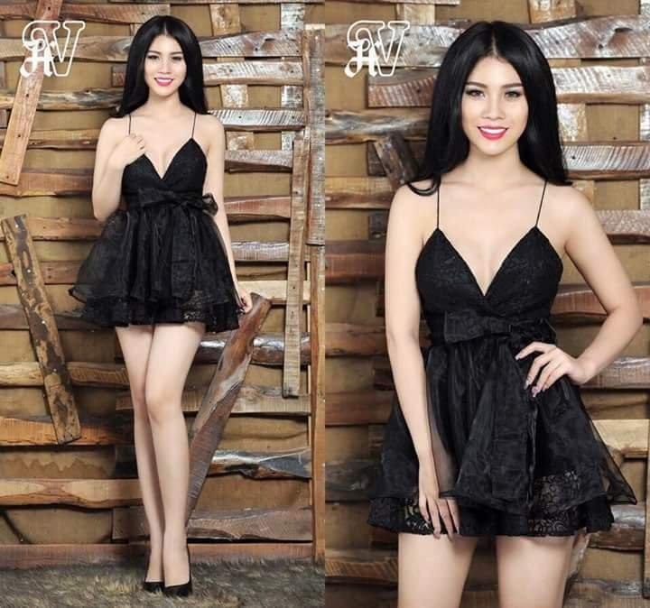Đầm xòe cúp ngực phối lưới