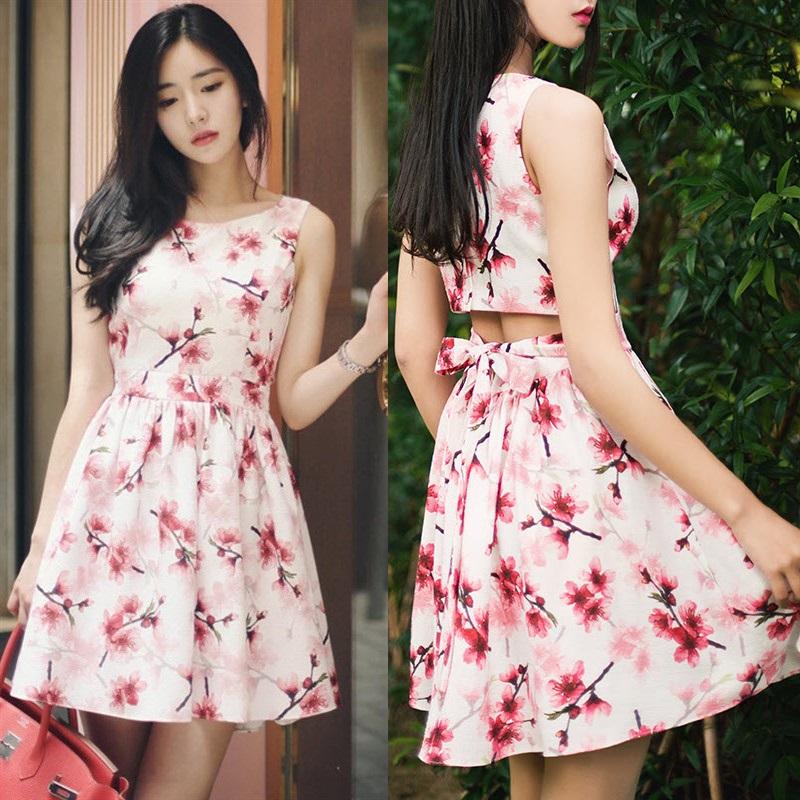 Đầm Xòe Cột Nơ Hở Lưng - New Thoi Trang