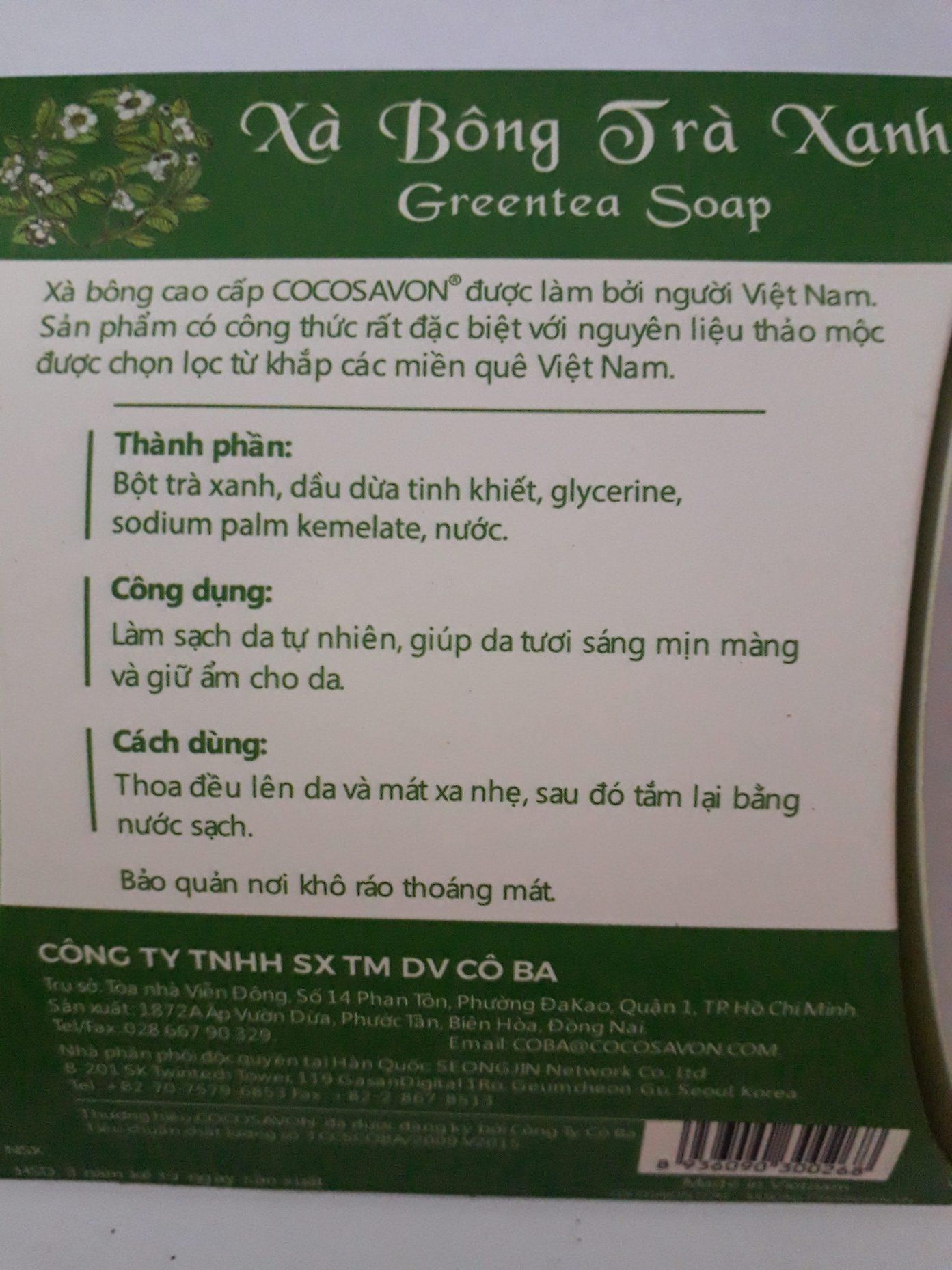 Xà bông trà xanh Cocosavon 100gr