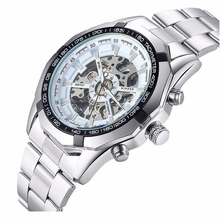 Đồng hồ nam Winner TM340 automatic lộ máy (Đen) + Dụng cụ cắt dây