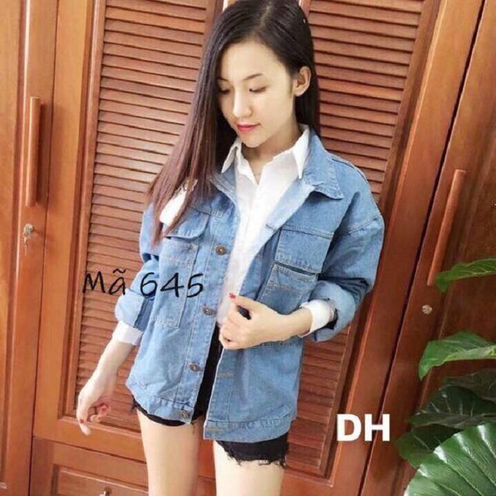 Áo khoác bò denim nữ giản dị