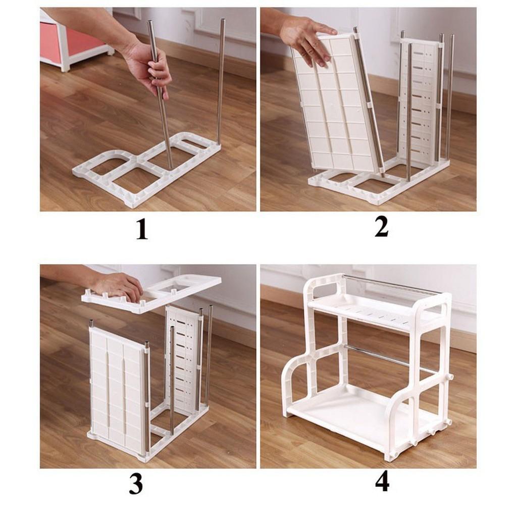 Kệ đồ nhà bếp 2 tầng có khay để thớt