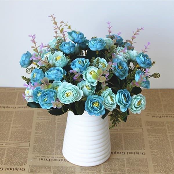 Hoa hồng trà Rosemarie trang trí siêu đẹp cành 10 bông- Hoa giả 515JA - Hoa giả cao cấp - Hoa để bàn - Hoa văn phòng