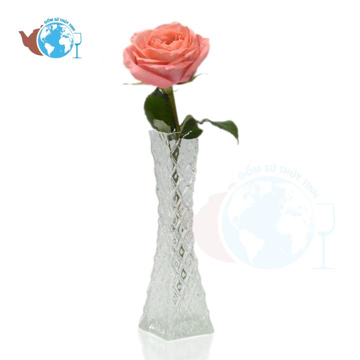 [HCM]Bình bông lọ hoa thủy tinh 1 cành thanh xuân tháp vuông TXTV