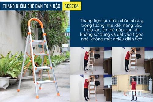 Thang nhôm ghế bản to 4 bậc advindeq ads-704