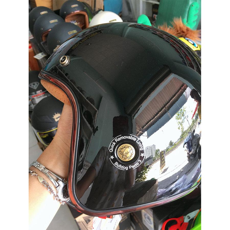 NÓN BẢO HIỂM 3/4 BULLDOG PERRO VERSION 3 ĐEN BÓNG