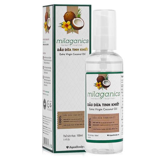 Dầu Dừa Tinh Khiết Milaganics 100ml Trắng