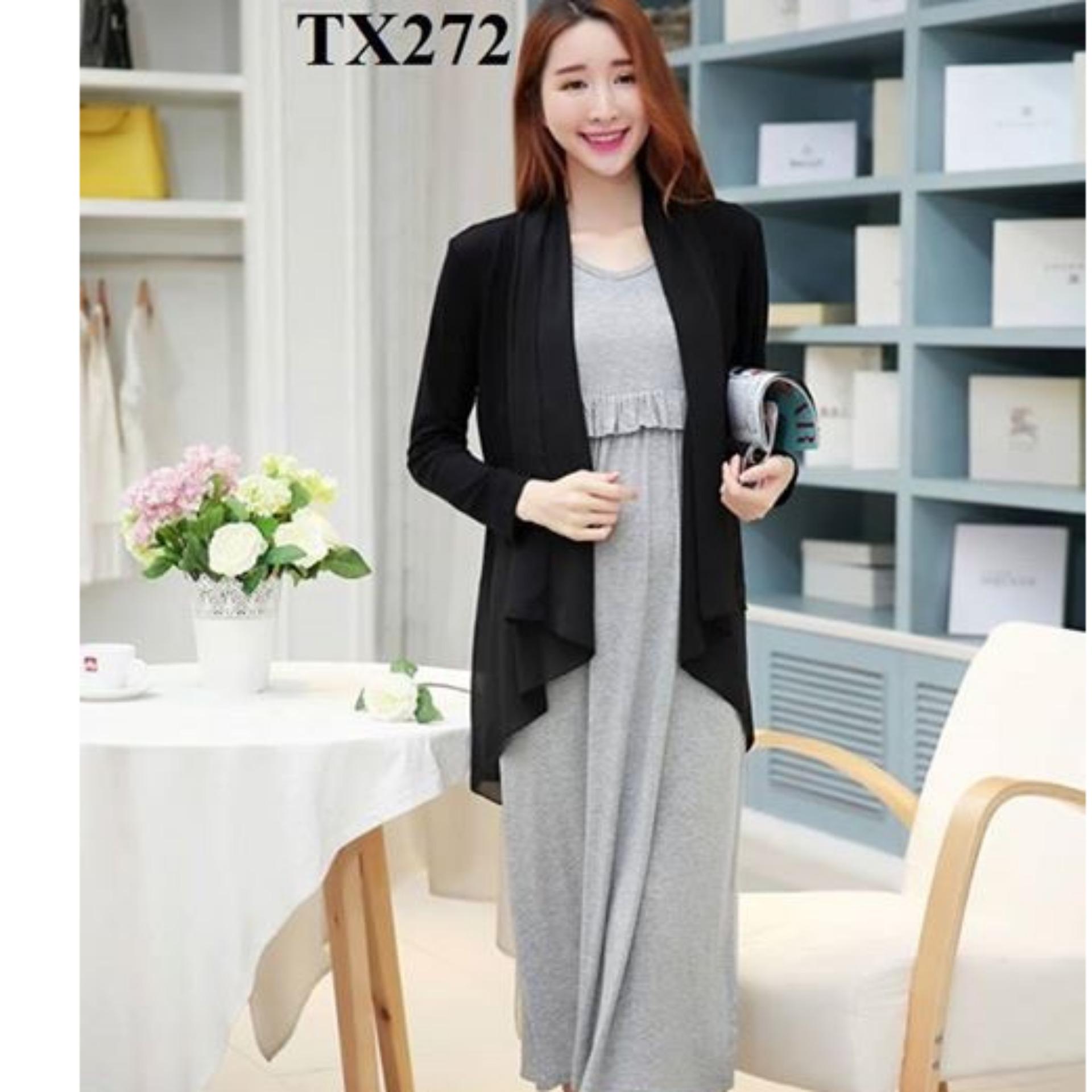 Aó cardigan voan tay dài đen