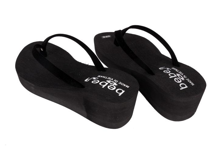 Dép tông cao xỏ ngón thời trang nữ bền đẹp (size 37 màu đen đế 7 cm)