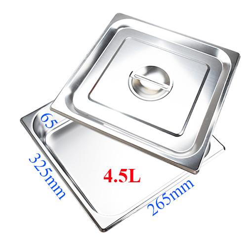 (inox dày) Khay inox có nắp đựng đồ ăn GN 1/2x65mm