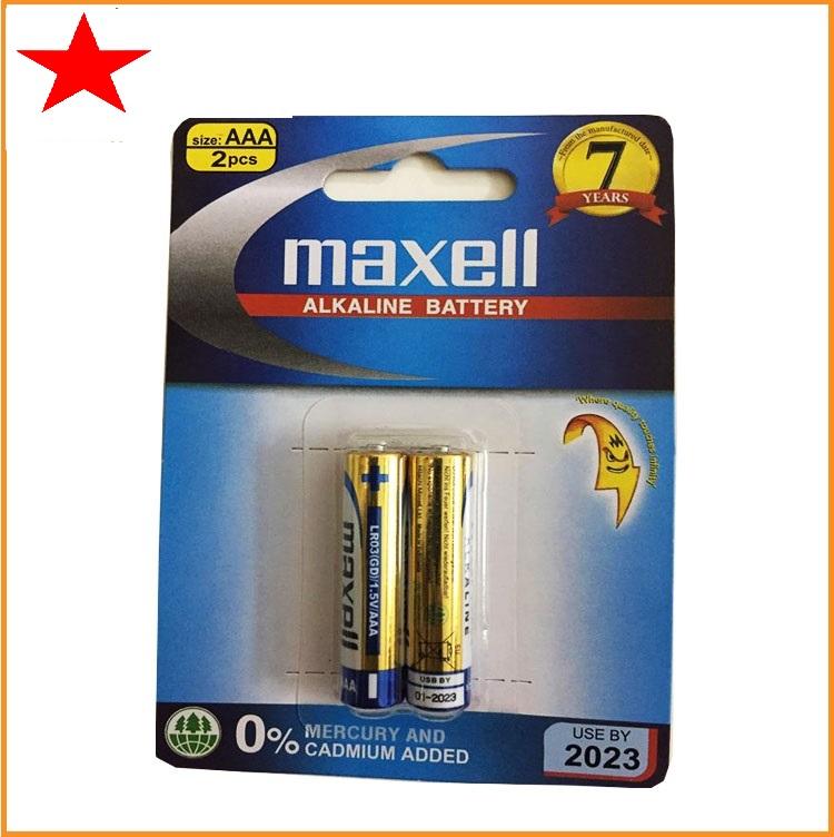 Combo 2 vỉ pin AAA Maxell Alkaline, pin đũa Maxell (1 vỉ 2 viên)