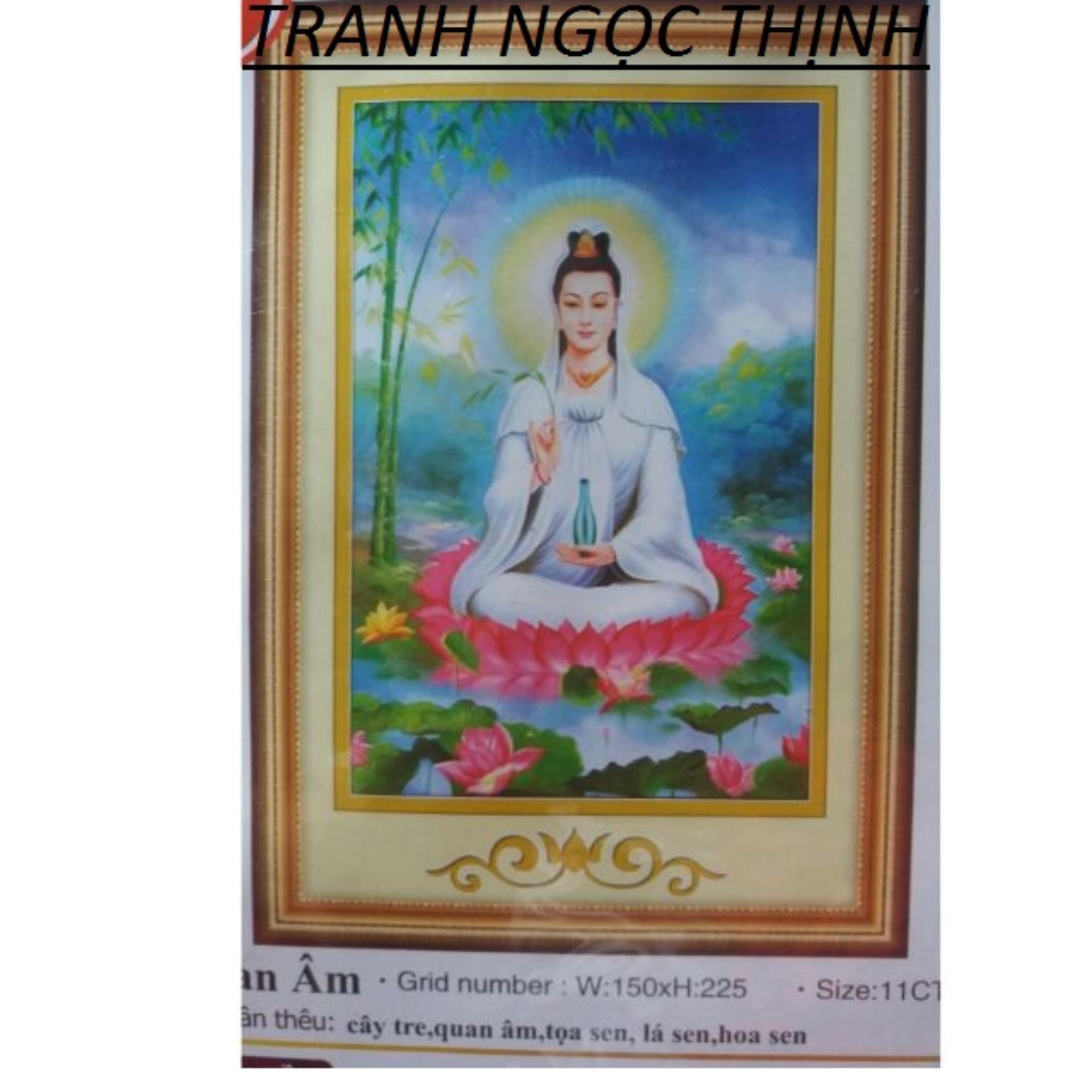 Tranh thêu chữ thập Phật quan âm AL53400- 45x62cm- Ngocthinhshop