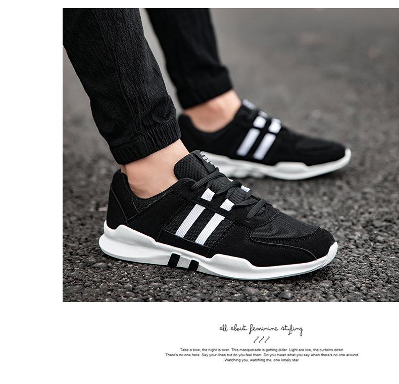 Giày Sneaker Nam Đen 2 Sọc Trắng Thể Thao