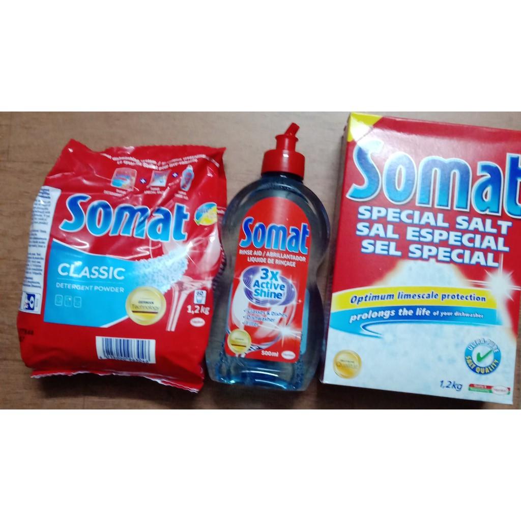 Bộ combo bột rửa chén somat gồm bột, muối , nước làm bóng dùng cho máy rửa chén