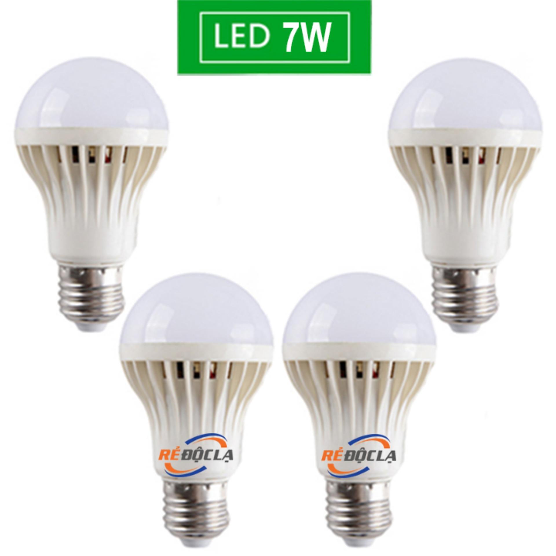 Bộ 4 bóng đèn led bulb 7w trắng- microstore