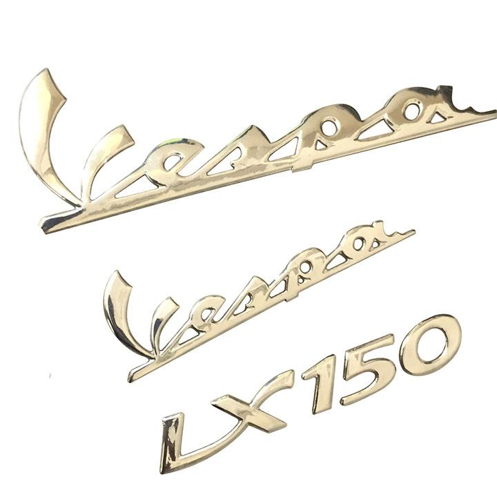 Bộ 3 tem logo nổi Vespa LX150 dán xe