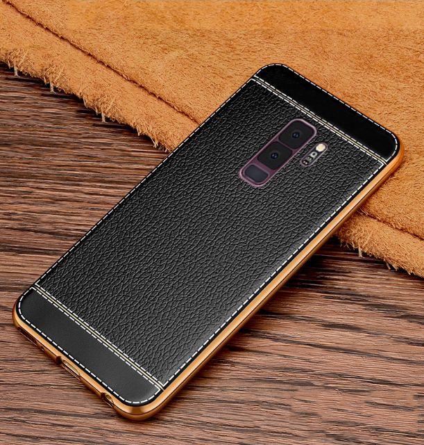 ỐP LƯNG SAMSUNG GALAXY S9, S9 PLUS VÂN DA VIỀN VÀNG